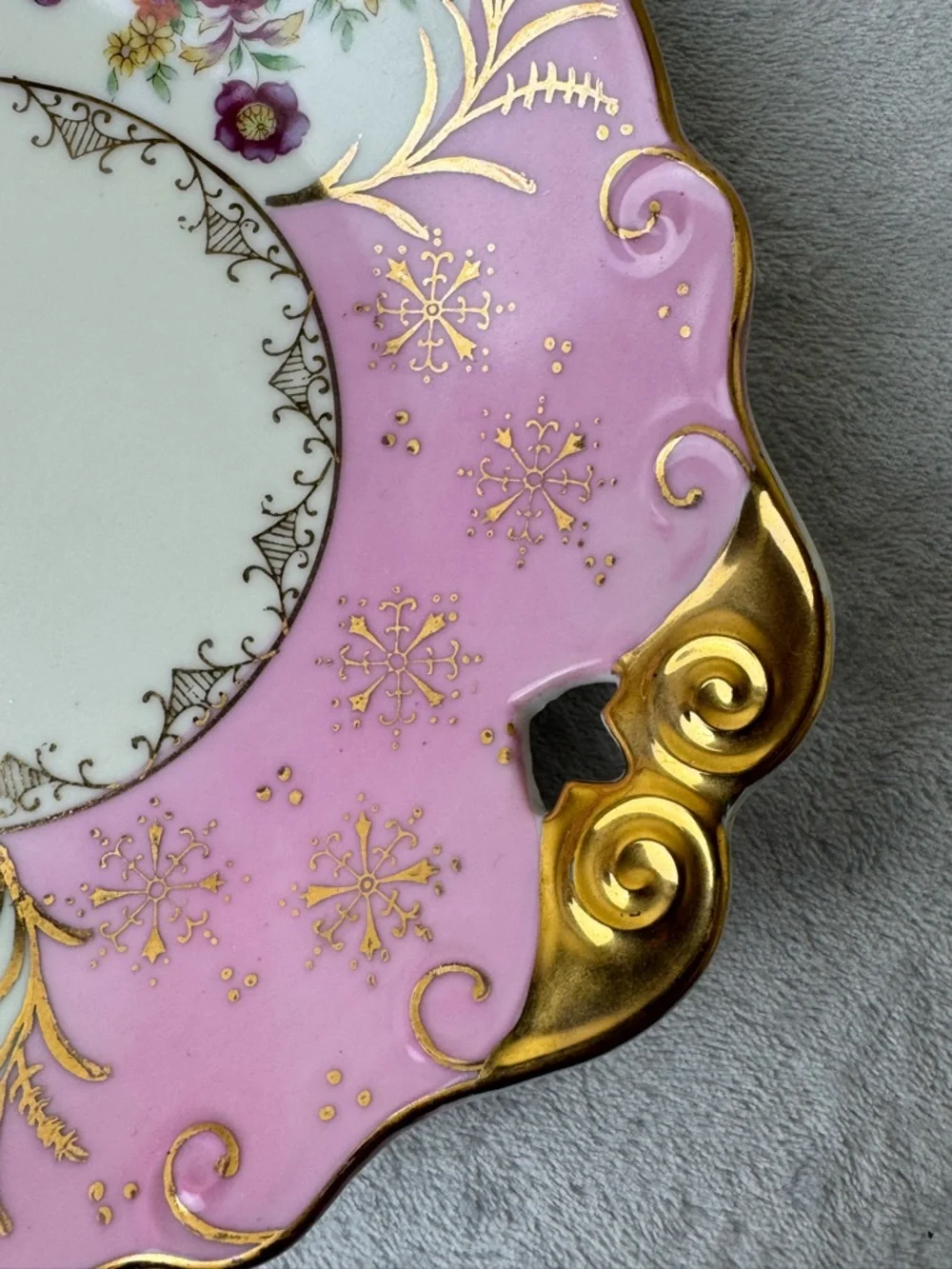 Vintage Lefton Pink and Gold Floral Porcelain Serving or Trinket Dish